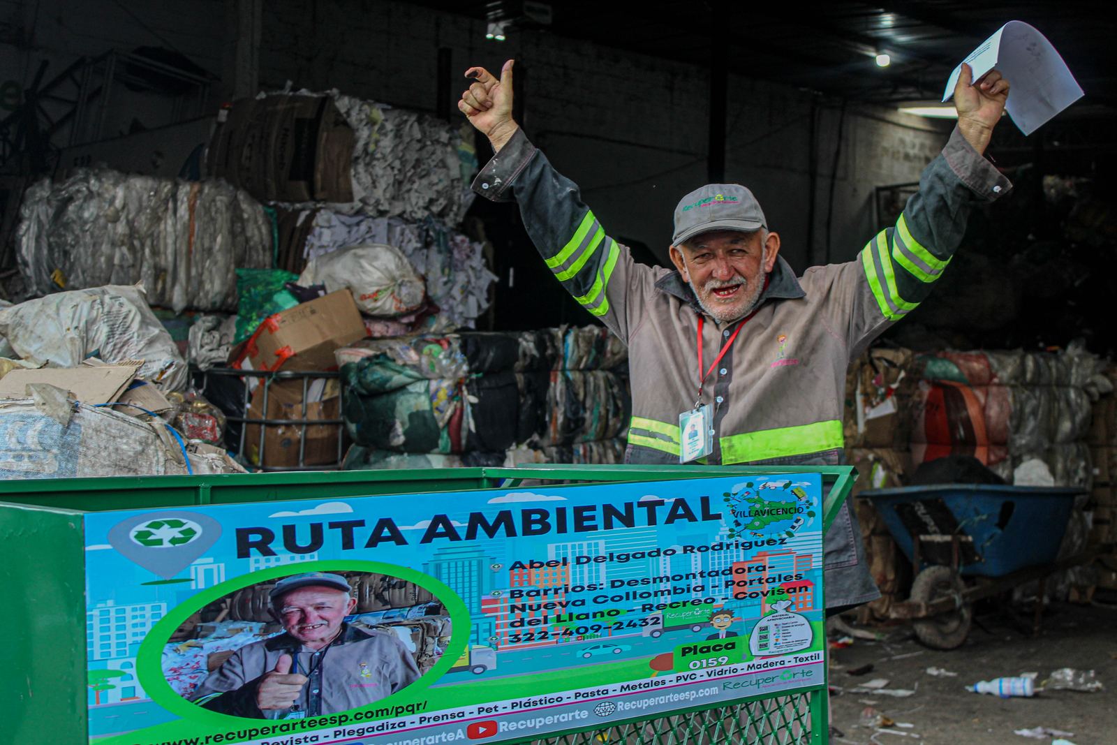 Reciclador de la ruta ambiental de Recuperarte en Villavicencio